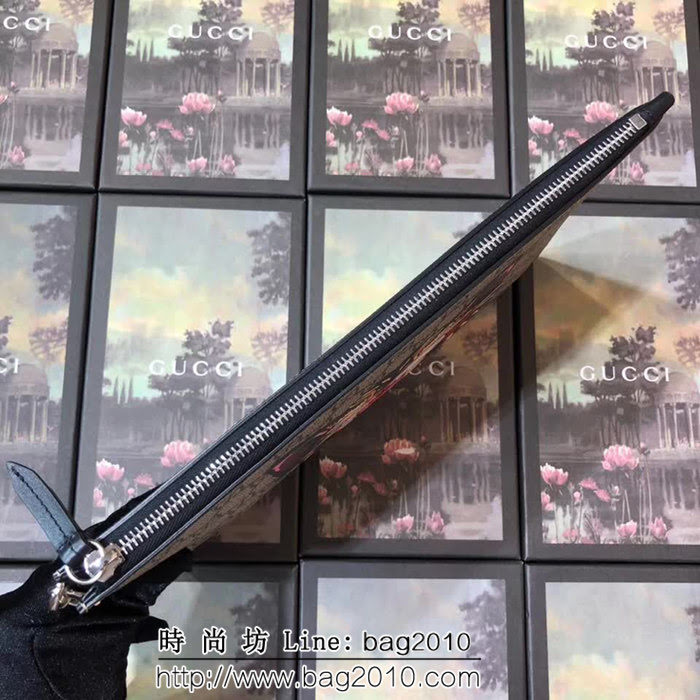 GUCCI古馳 升級版 G家原單 印花裝飾 纖薄手拿包 473904 啡色憤怒貓頭PVC WTG2036